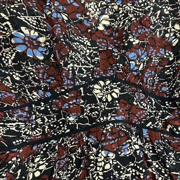 ba&sh Brown and Blue Floral Long Sleeve Dress - Picture 2 of 4